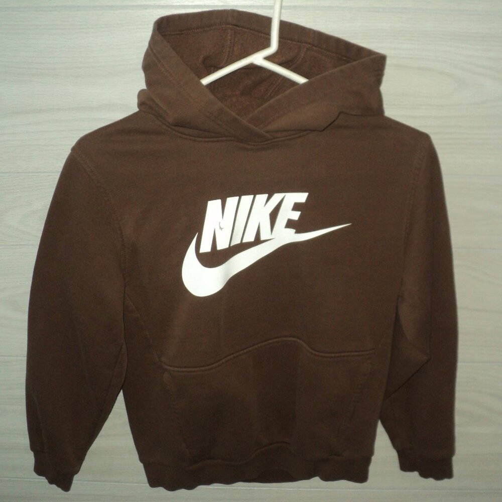 Nike Boy's Hoodie Size Large Brown Long Sleeves Hooded Defect on Front